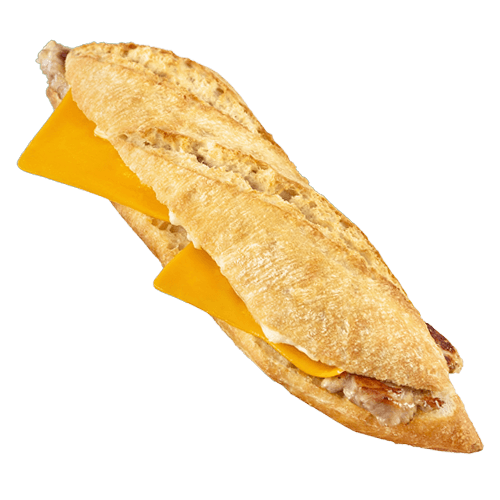 Bocadillo de lomo y queso cheddar con all-i-oli o tomate.